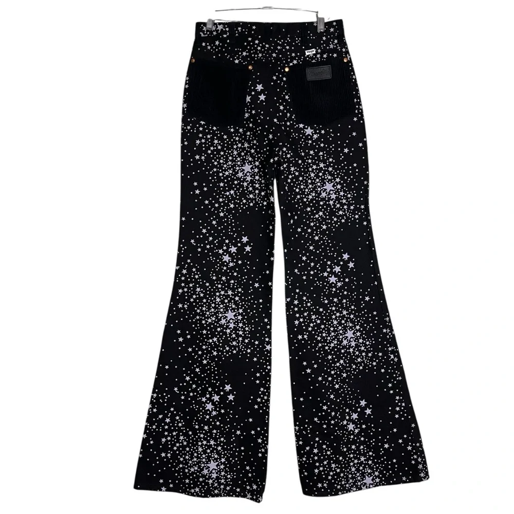 Wrangler x Free People Wanderer High Rise Flare Jeans Star Struck Black — 27/34 - Picture 7 of 15